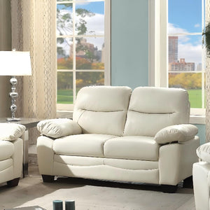 English Elm Glory Marta G674-L Loveseat with Pocket Coil Seating, PU Upholstery, Removable Backs, Durable Design Off White 15 L x 60 W x 31 H B078108380