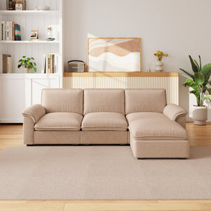English Elm Cloud Sectional Sofa with Movable Chaise Soft Chenille Upholstery for Modern Living Rooms Coffee W1359S00064