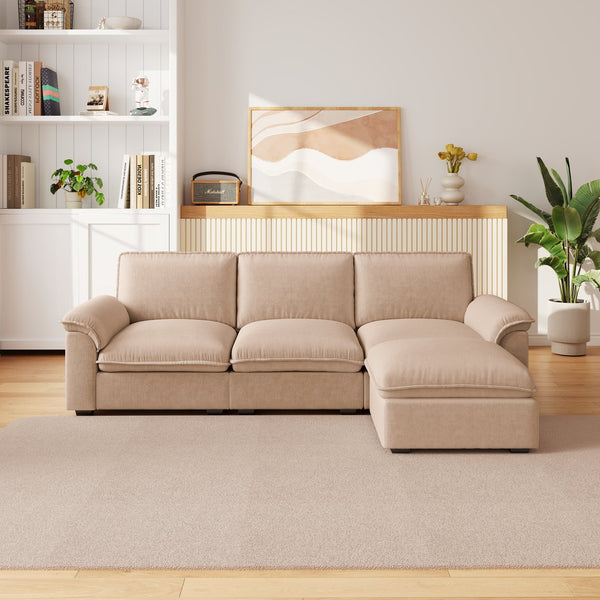 English Elm Cloud Sectional Sofa with Movable Chaise Soft Chenille Upholstery for Modern Living Rooms Coffee W1359S00064