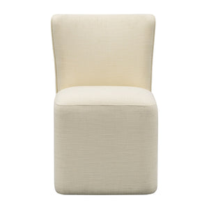 JLA Home Madison Park - Dining Vela Motion Chair with Hidden Casters, Cream Basketweave Upholstery, Compact Armless Design for Modern Comfort and Mobility MP108-1294