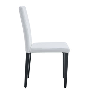 English Elm White Pu Leather Dining Chair with Ergonomic Back and Black Metal Base for Modern Interiors W1151S04615