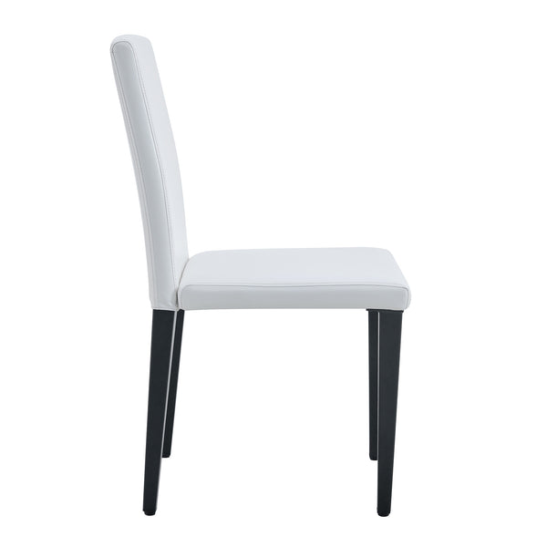 English Elm White Pu Leather Dining Chair with Ergonomic Back and Black Metal Base for Modern Interiors W1151S04615