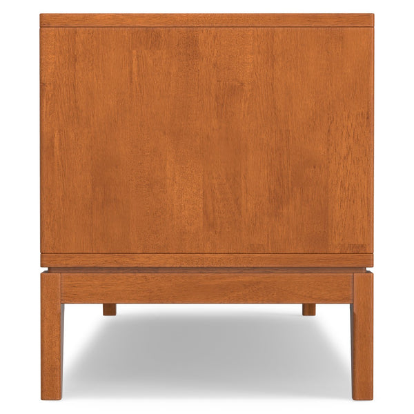 English Elm Harper Mid Century TV Media Stand for 65" TVs, Solid Rubberwood, Notched Drawers & Cord Management Light Brown B136P158724