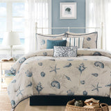 Madison Park Bayside Coastal 7 Piece Cotton Sateen Comforter Set MP10-505 Blue