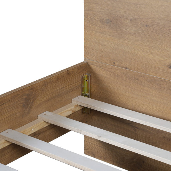 English Elm Christopher Knight Home® - Engineered Wood Queen Bed Frame - Modern Two-Tone Design In Natural & Black, Sturdy & Stylish Support N770P283038N_N770P283039N