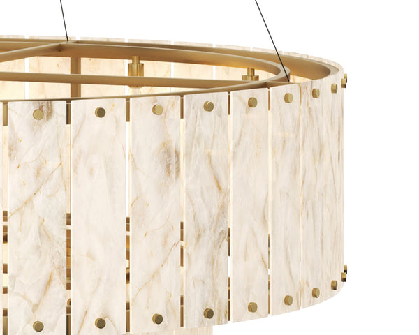 Sunpan APSARA Chandelier - Unique Two-Tier Alabaster Fixture for Grand Spaces, Warm Glow & Elegant Design 112665