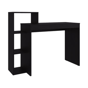 English Elm Venetie Writing Desk with Three Side Shelves in Black Wenge for Modern Home Office B097P474293