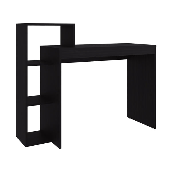 English Elm Venetie Writing Desk with Three Side Shelves in Black Wenge for Modern Home Office B097P474293