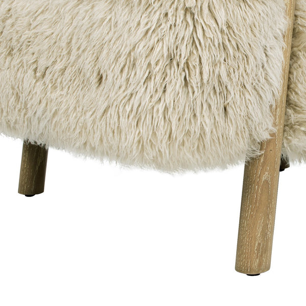 English Elm Becker Solid Oak Genuine Sheepskin Accent Armchair Rustic Farmhouse Living Room B2719P277874