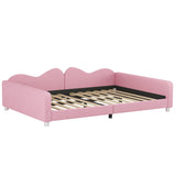 English Elm Full Size Upholstered Daybed, Sherpa Fabric Sofabed With Cloud-Shaped Backrest, No Box-Spring Needed, Pink