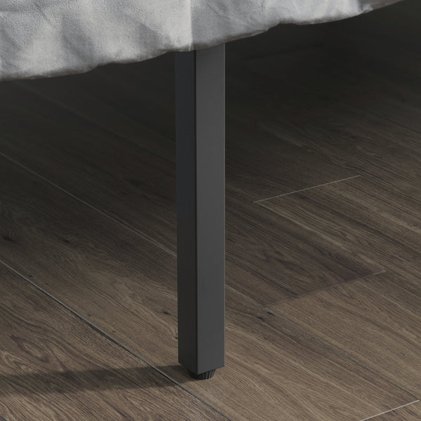 English Elm Twin Metal Platform Bed with Headboard, Black Finish — Space-Saving, Sturdy Support & Under-Bed Storage B356P367950