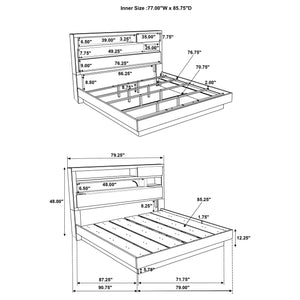 English Elm Edmondson California King Platform Bed with Storage Bookcase Headboard in Grey Oak B062S01777