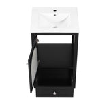 English Elm 20" Bathroom Vanity With Sink, Bathroom Cabinet With Soft Closing Glass Door, A Drawer, Black