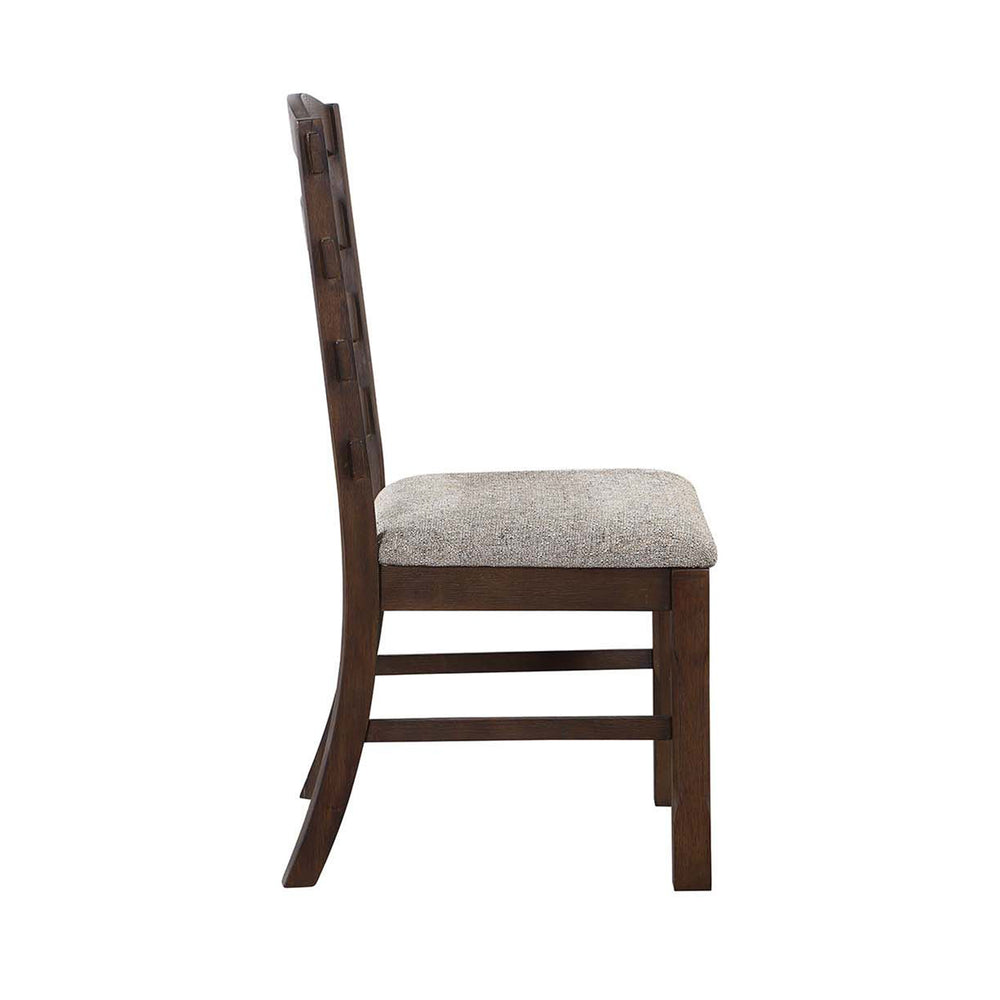 English Elm Set of 2 Padded Side Chairs Gray Fabric Upholstered Seats with Rustic Brown Wood Frame, Durable Elegance B016P323334
