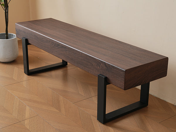 English Elm 59" Farmhouse Dining Bench with Metal Legs, 59x15.75" Sturdy Entryway Seat 250lb Capacity, Easy Assembly N752P293752P