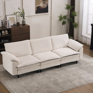 English Elm 100.39" Chenille Cloud Sectional Modular L Shape Deep Seat Sofa with Ottoman W5029S00002