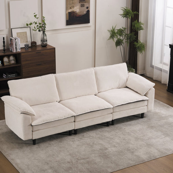 English Elm 100.39" Chenille Cloud Sectional Modular L Shape Deep Seat Sofa with Ottoman W5029S00002