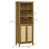 English Elm Homcom Bookcase With Cabinet and Open Shelves, Tall Bookshelf, Walnut