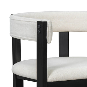 English Elm Christopher Knight Home® - COUNTER Mid-Century Modern 2-Piece Upholstered Barrel Back Stools with Rubberwood Frame and Foam Padding Beige+Black N771P243848B