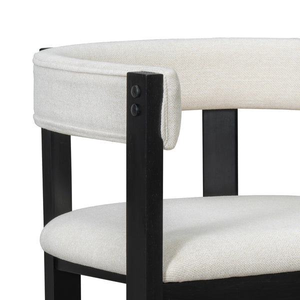 English Elm Christopher Knight Home® - COUNTER Mid-Century Modern 2-Piece Upholstered Barrel Back Stools with Rubberwood Frame and Foam Padding Beige+Black N771P243848B