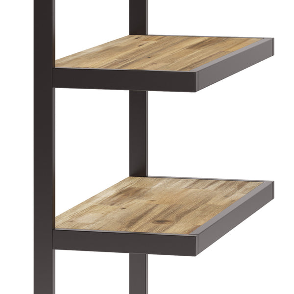 English Elm Erina Solid Acacia Bookcase with Distressed Charcoal Finish, 4 Open Shelves & Industrial Metal Frame Light Brown B136P158621