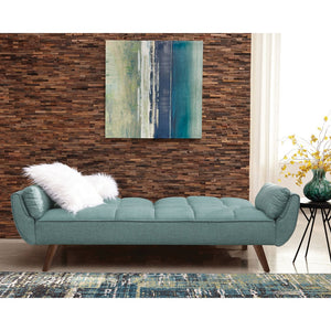 English Elm Laggarhem Turquoise Convertible Tufted Back Upholstered Sofa Bed with Linen-Look Fabric & Walnut Legs B062P357817