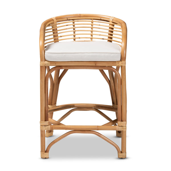 English Elm Modern Rattan Frame Counter Stool with Foam Padded Seat for Bohemian Coastal Kitchens B2750P470032