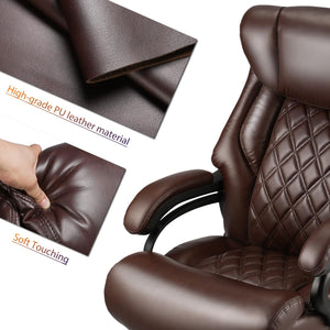 English Elm 500lbs Heavy Duty Executive Chair Wide Spring Seat Ergonomic High Back Home Office Brown W5201P418285