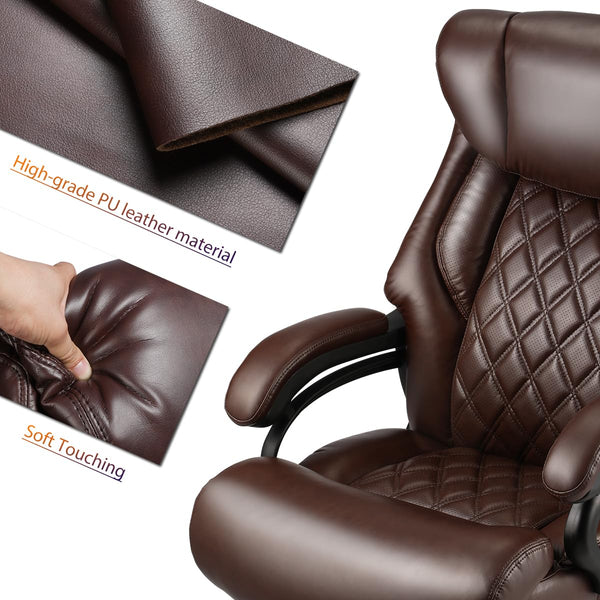 English Elm 500lbs Heavy Duty Executive Chair Wide Spring Seat Ergonomic High Back Home Office Brown W5201P418285