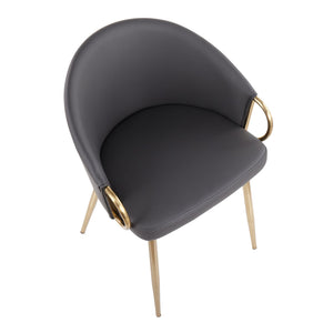 English Elm Chair with Silver Metal Frame and Padded Faux Leather Seat for Modern Dining Spaces Grey+Gold B202P471296
