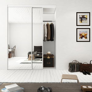 English Elm 48 Inch Mirrored Sliding Closet Door White Steel Frame Safety Glass Bedroom Kit B2763P483223