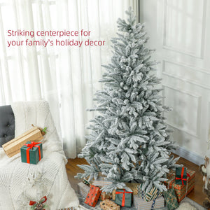 English Elm Homcom 6Ft Snow Flocked Artificial Christmas Tree With 994 Tips & Easy Setup For Festive Decor W2225P229178