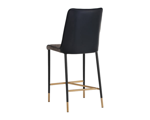 Sunpan KLAUS Counter Stool - Stylish Sparrow Grey Fabric & Napa Black Faux Leather for Modern Spaces 106037