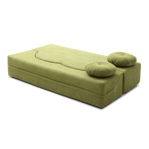 English Elm 2-in-1 Folding Sofa Bed with Plush Foam Support — Convertible Floor Couch to Queen Guest Sleeper Green W1117P325077