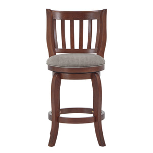 Homelegance By Top-Line Redford Linen High Back Swivel Counter Height Stool Brown Rubberwood
