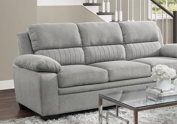 English Elm Modern Channel Tufted Sofa and Loveseat Set with Textured Polyester Upholstery Gray B011S01167