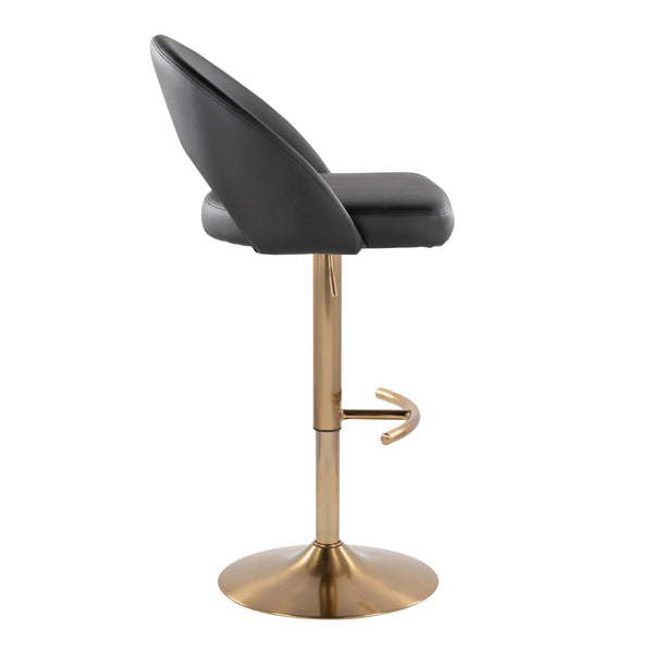 English Elm Adjustable Swivel Barstools Set of 2 Fabric Seat Black Metal Base Kitchen Counter Black B202S02007