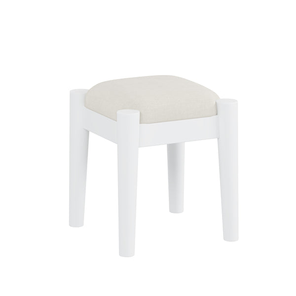 English Elm 39" Retro Bohemian Makeup Vanity Set with Rattan Drawers, USB Charging Port, Cushioned Stool, 4-Drawer Storage White 44.1 L x 18.75 W x 10.5 H N733P180011K