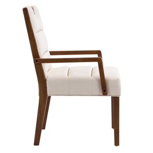 English Elm Upholstered Armchair Dining Chairs Rubberwood Frame Soft Padded Seat Set of 2 Beige,Walnut N768P391161W