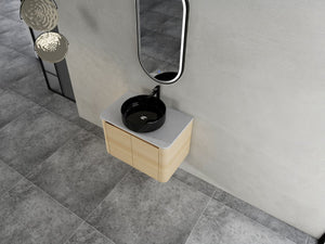 English Elm 30'' Wall-Mounted Bathroom Vanity With Soft-Close Doors, Ceramic Sink & Plywood Frame For Modern Spaces W999S00466