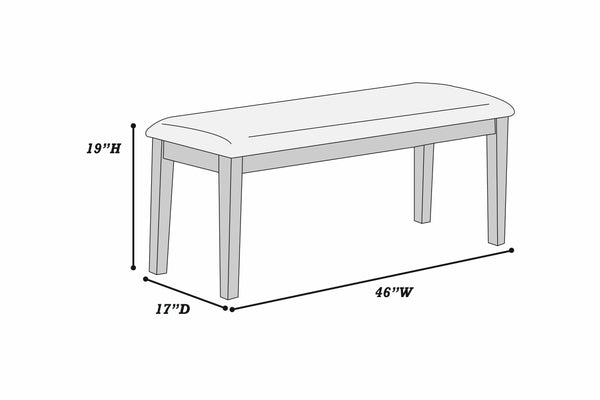 English Elm Modern Classic Cushion Padded Seat Walnut 46" Dining Bench with Tapered Legs, Cozy Upholstered Seating B011P370881