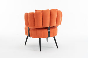 English Elm Decorative Chenille Barrel Tub Chair with Pocket Coil Cushion for Cozy Reading Nooks Orange W5188P462023
