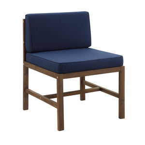 Modular Acacia Patio Side Chair Dark Brown, Navy Blue OWSANCHDBBU Walker Edison