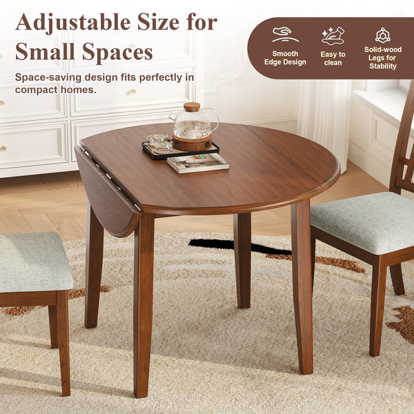 English Elm 3-piece Folding Round Dining Set with Upholstered Chairs for Compact Apartment Spaces N752S000618D