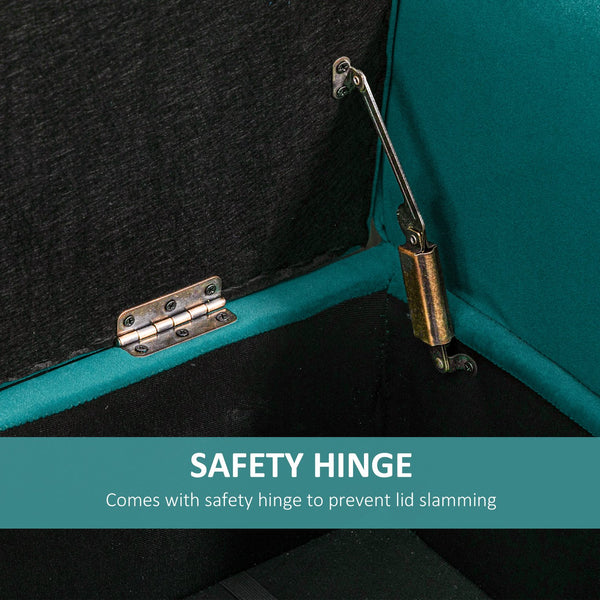 English Elm HOMCOM Button-Tufted Velvet Storage Ottoman Bench with Rolled Arms, Flip-Top Seat & Rubberwood Legs W2225P217740