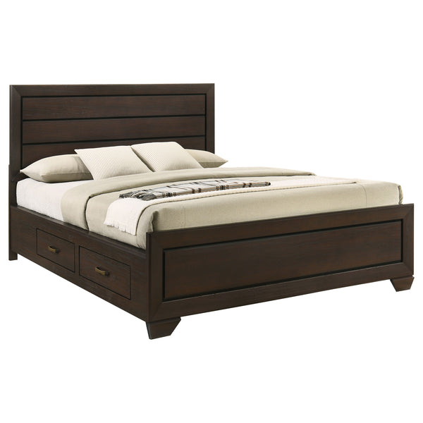 English Elm Holmgren Eastern King Storage Bed with Recessed Panel Headboard in Dark Cocoa Wood B062S01850
