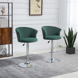 English Elm Homcom Adjustable Bar Stools Set Of 2, Velvet Upholstered Kitchen Stool, Swivel Counter Height Barstool With Footrest For Dining Room, ‎Dark Green