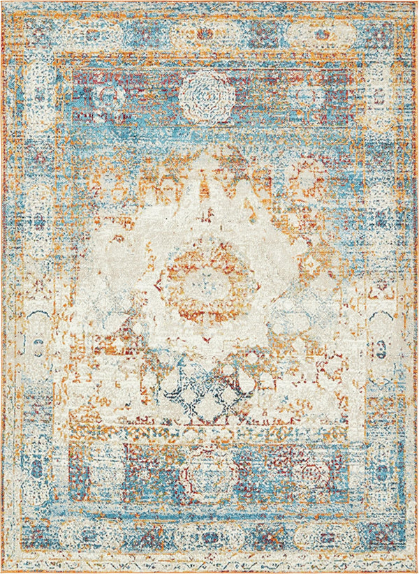 Unique Loom Rosso Bellini Machine Made Border Rug Beige, Blue/Gray/Ivory/Orange/Red 9' 0" x 12' 2"