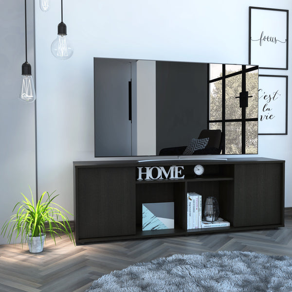 English Elm Seattle Interlocking 2-Piece Living Room Set with Magda Bar Cart & Dallas TV Stand, Black Elegance B0200S00205