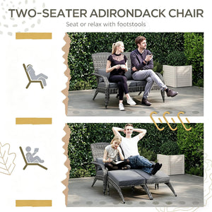 English Elm Outdoor Pe Rattan High Back Lounge Chair with Footstools for Patio Fire Pit Gatherings Gray T3971S00256